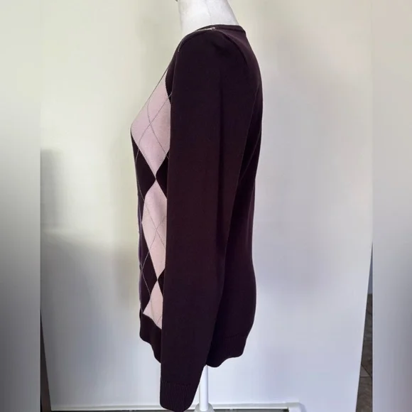 🎾LOFT Purple and Pink Argyle Cardigan - Picture 5 of 7